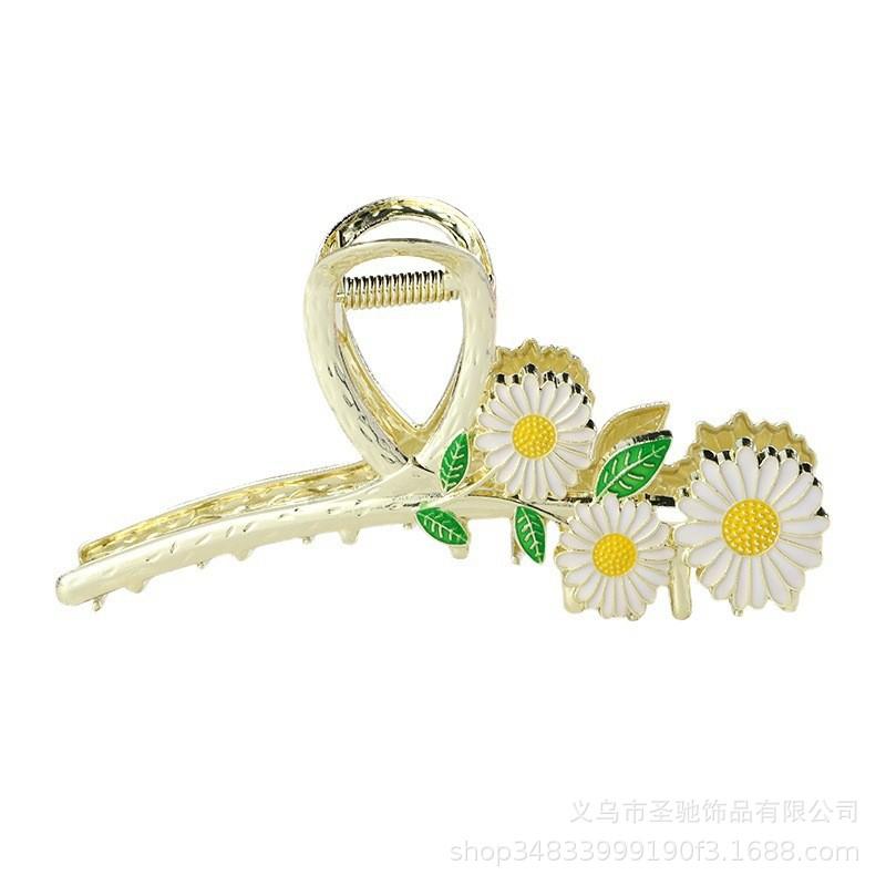 Stilig Fresh Temperament Oil Drop Floral Metal Shark Hair Clip
