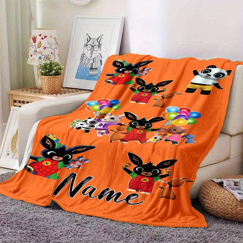 Bing Bunny And Friends Balloons Flannel Blanket With Customizable Name Soft And Comfortable Shawl Blanket For All Seasons Suitable For Home Travel