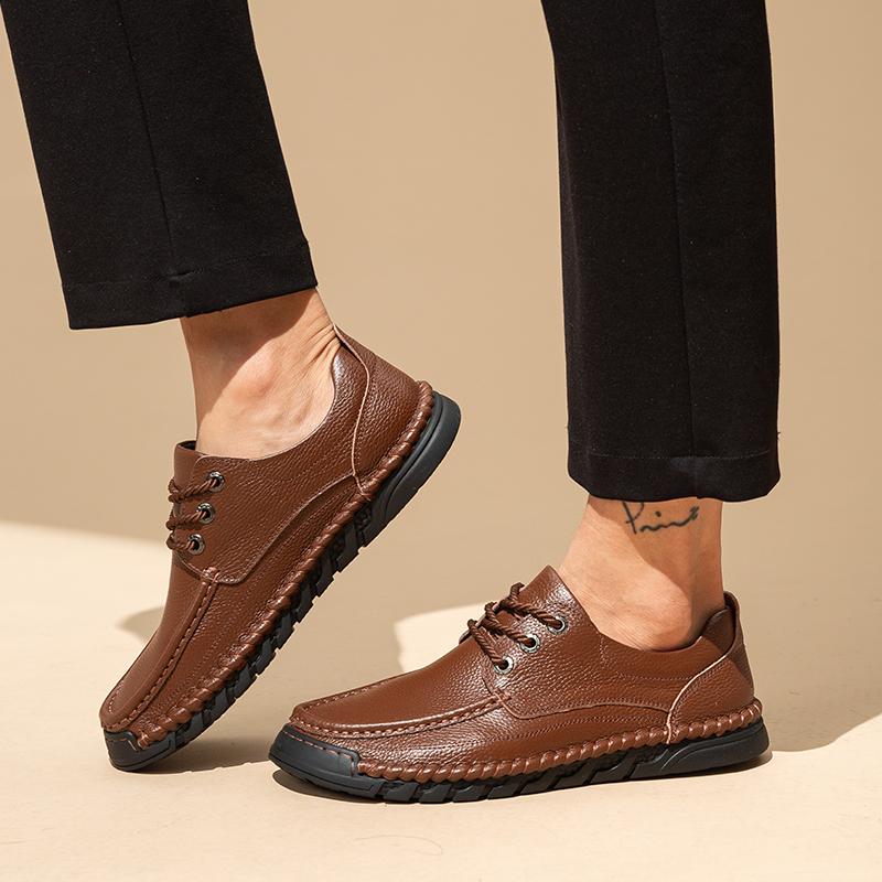 Fashion Genuine leather business men's shoes Retro gentleman style Leisure Business Office outdoor party Adult Black Brown shoes