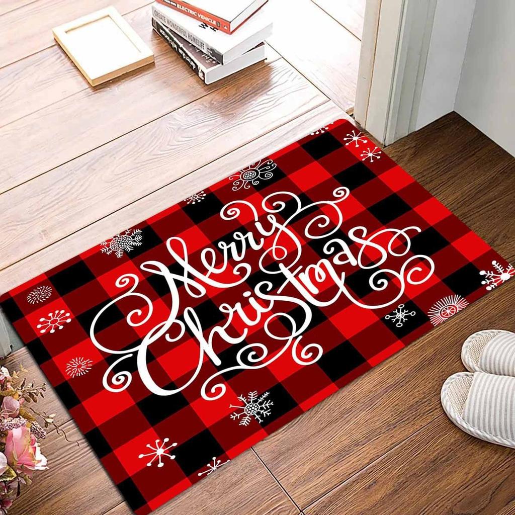 Christmas Themed Patterned Door Mat Artistic Vibrant Festive Print Mat Non Slip Floor Mat For Entryway Doorstep Cozy Home Decor