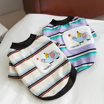 Dog Spring Summer Striped Cartoon Baby Elephant Two-legged Vest Cat T-shirt Teddy Bear Cute Pet Dog Clothes