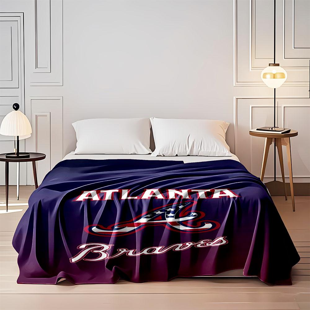 Atlanta Braves Logo Design Print Blanket Soft and Cozy Perfect for the Living Room Bed Sofa or a Nap,gift