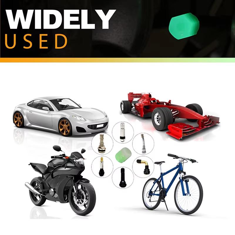 Glowing Car Motorcycle Bicycle Valve Caps - 4-Piece Fluorescent Stem Core Protectors Universal Auto Accessories Valve Stems 1