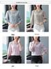Women's Satin Three-Quarter Sleeve Ruffled V-Neck Top - French Style, Spring Collection, Flattering Fit