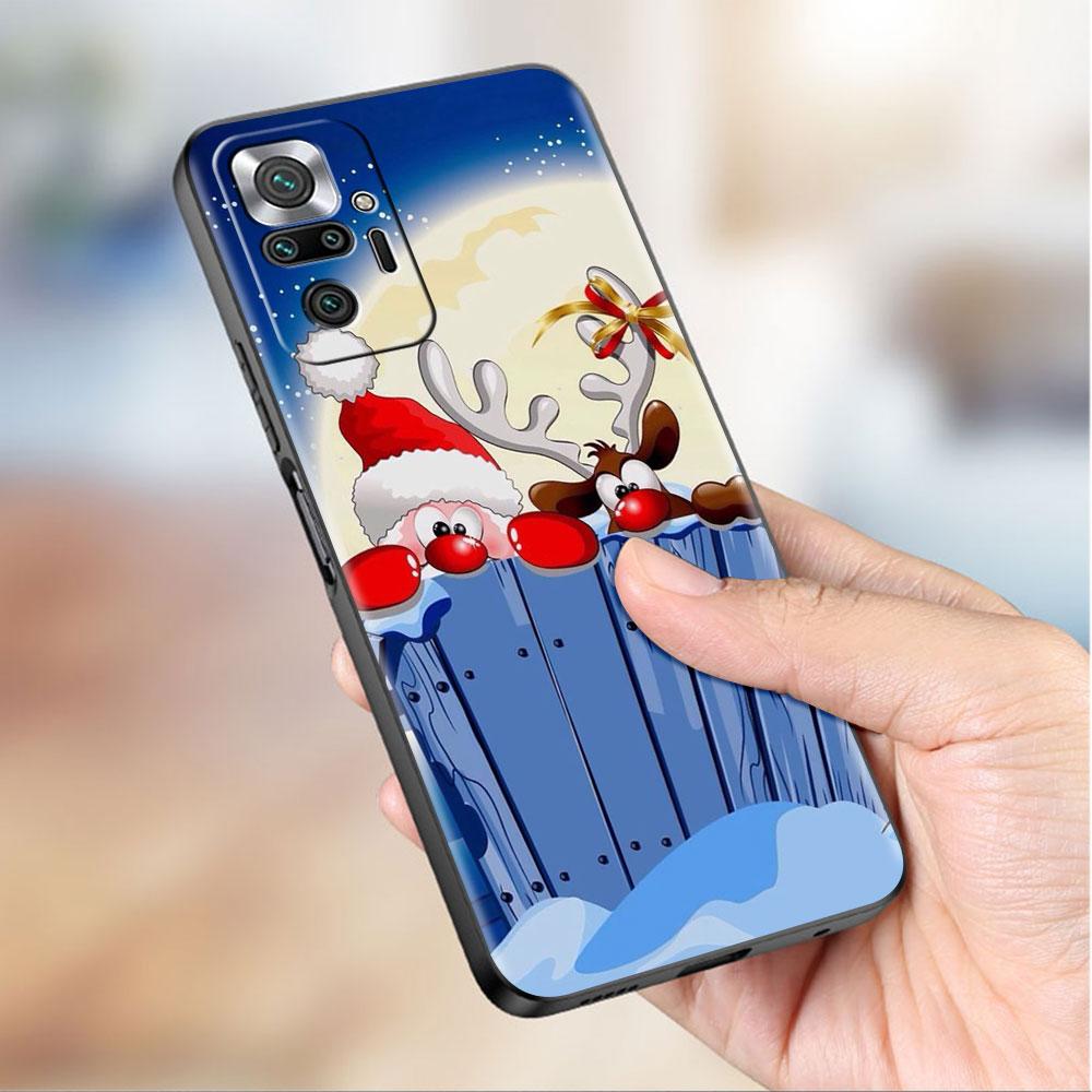Funda For Xiaomi Redmi Note 10 9 11 Pro Soft Phone Case 10S 9S K40 8 9A 9C 9T 7 10C 8T Silicone Cover Merry Christmas Snow Shell