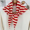 Solid Color Knitted Triangle Scarf Striped False Collar Neck Cover Cross Scarves  Girl