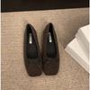 Fashion Woman Casual Square Head Bow Flats Flock Mocasines Ballerina Church Flats Female Suede Elegant Soft Sole Women Shoes