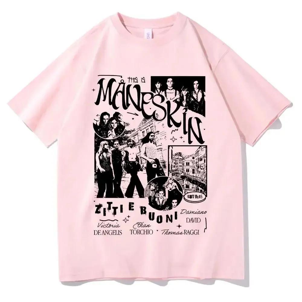 Italian Rock Band Maneskin T-Shirt Unisex Unisex  Plus Size O-Neck Streetwear Harajuku Casual Oversized Unisex Tees