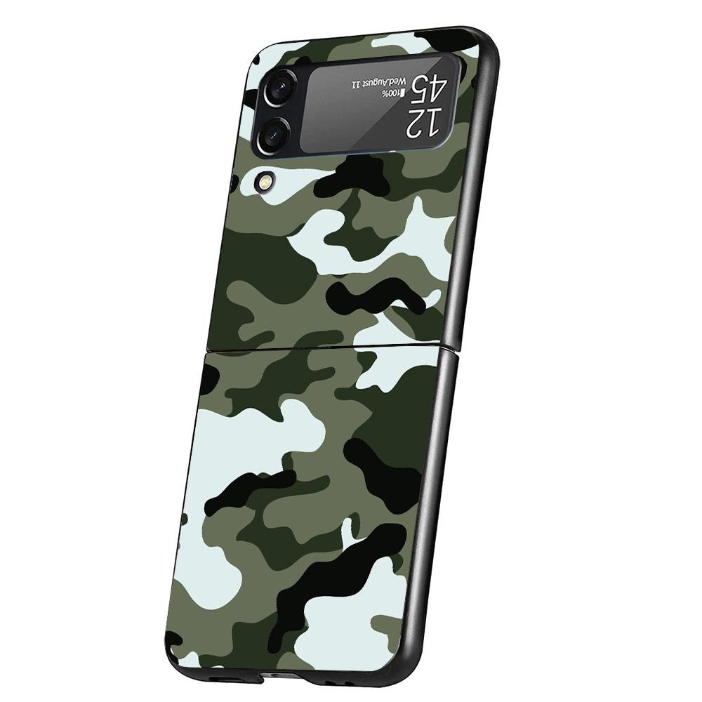 Camouflage Military Cover Phone Case For Samsung Galaxy Z Flip 7 6 5 4 3 5G Flip7 Flip6 Flip5 Flip4 Flip3 Black Fundas Shell Gal