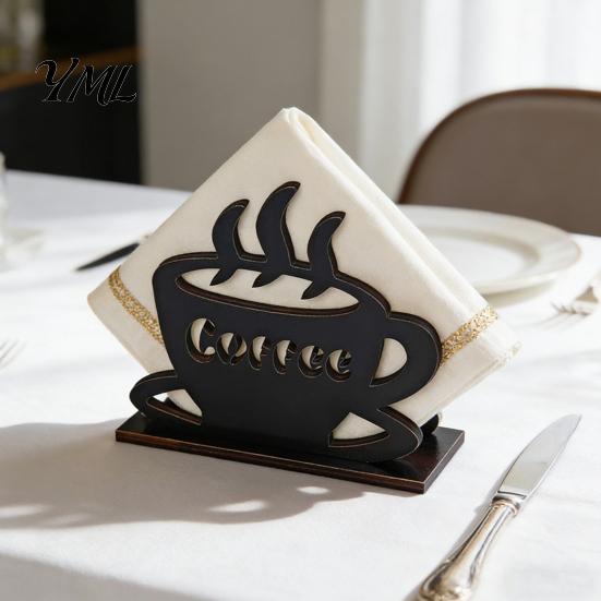Elegant Table Napkin Organizer Rustic Wooden Holder, Free Standing Paper Dispenser, Modern Small Stand for Dining Coffee Bar Home Farmhouse Decor Pine