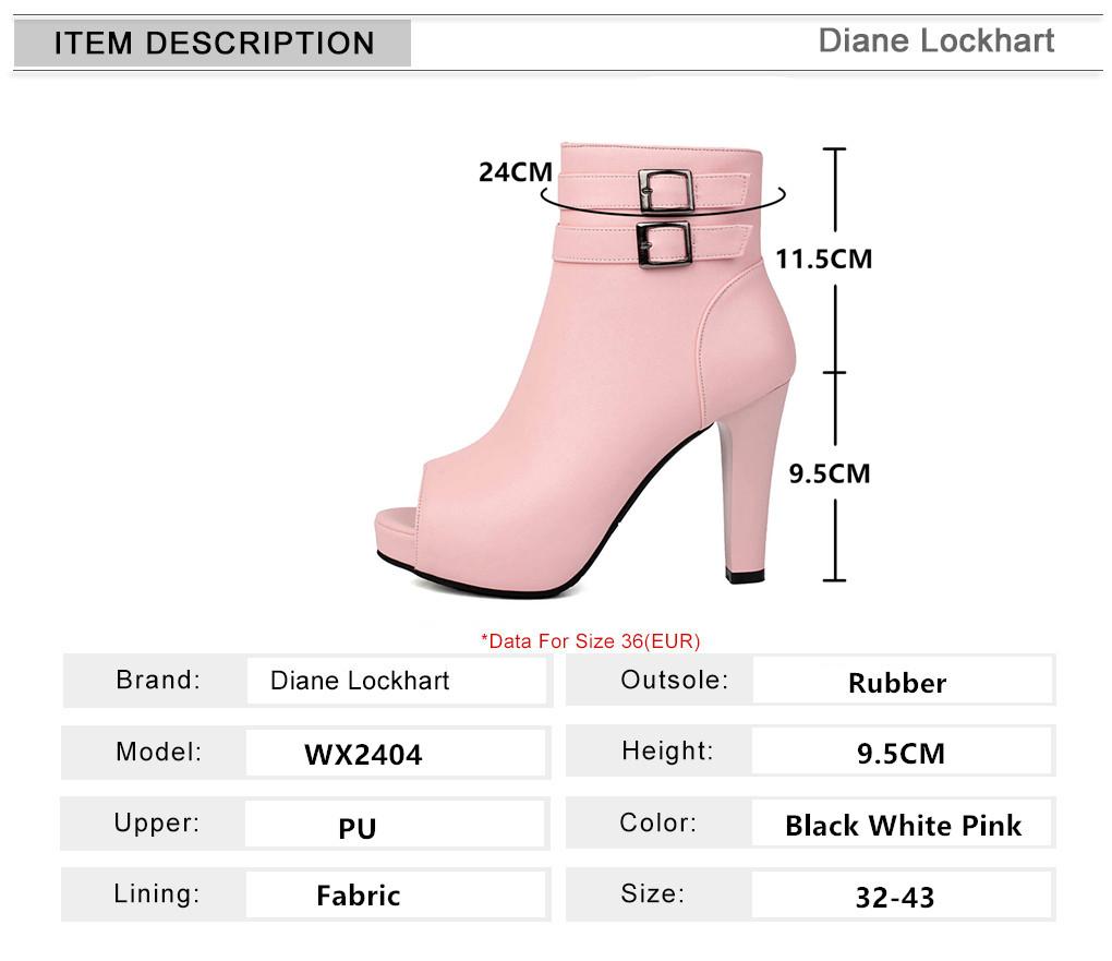 Fashion Fashion Women Platform Ankle Boots Sexy Peep Toe High Heel Boots Pumps Female Buckle Zipper Summer Boots Black White Pink 32-43