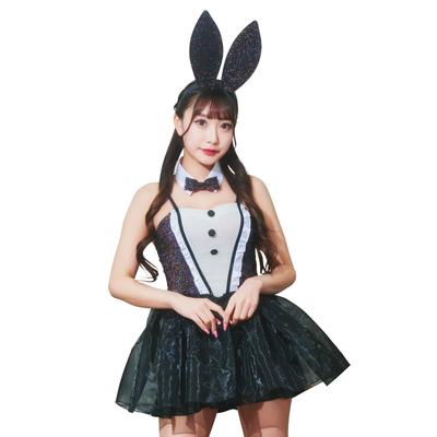 GLOWHOLIC Cosplay Halloween Glitter Bunny Black [Clear Stone] Women's