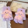 Thick Warm Cartoon Convertible Gloves Polyamide Bear Flip Top Gloves  For Students