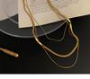 Triple-Layer Snake Bone Necklace - Women's Korean Titanium Style with 18K Gold-Plated Clavicle Chain