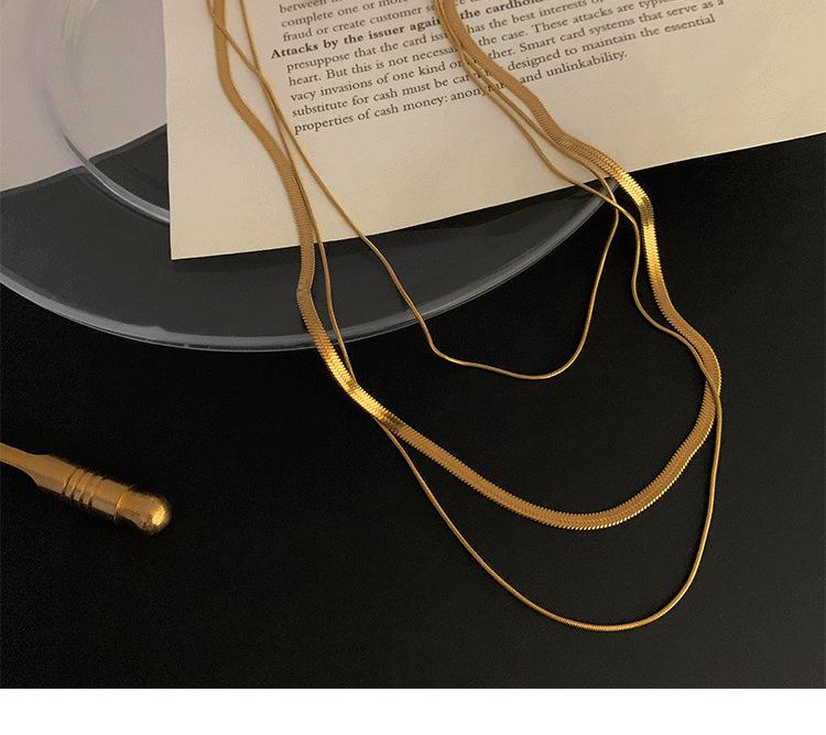 Triple-Layer Snake Bone Necklace - Women's Korean Titanium Style with 18K Gold-Plated Clavicle Chain