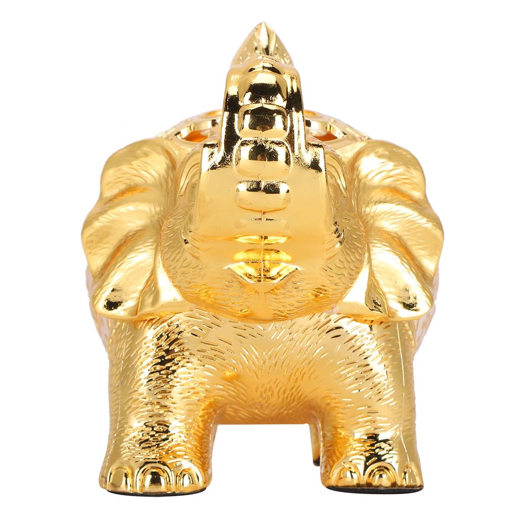 Arzător de tămâie în formă de elefant Ornament de aromaterapie pentru camera de zi, intrare, dormitor(Aur Alb