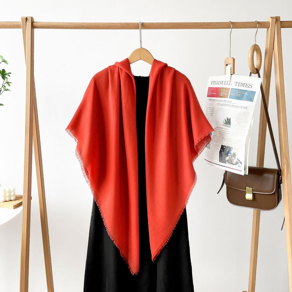 Spring new high-end imitation cotton and linen cm large square scarf monochrome silk scarf shawl women's scarf