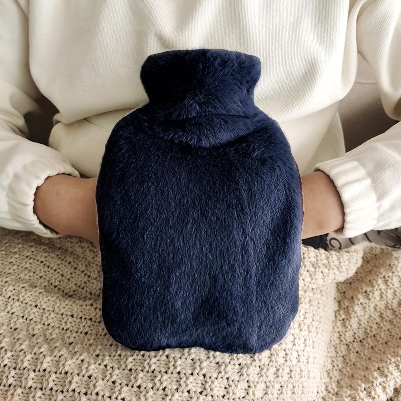 Dual-Plug Plush Hot Water Bottle with PVC Liner