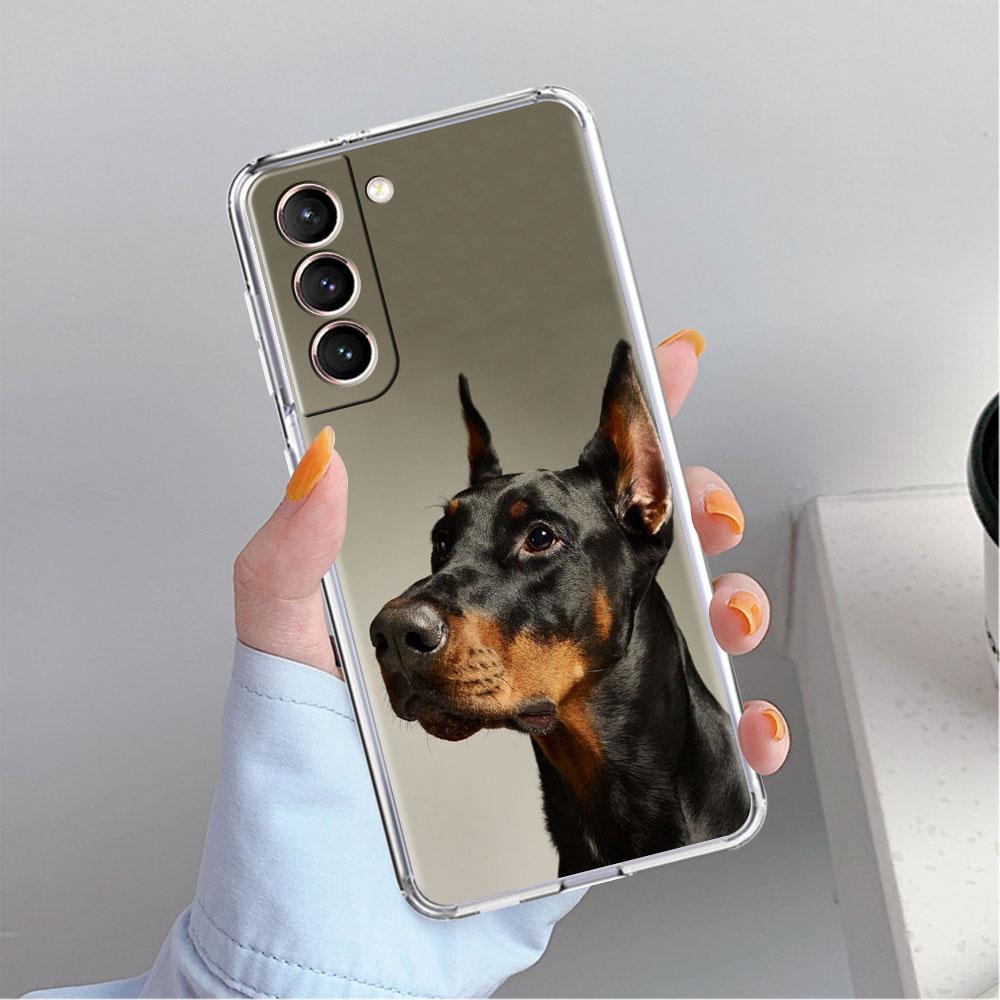 Klare Hülle für Samsung Galaxy S22 S20 FE S21 S10 S9 Plus Note 20 Ultra 10 Lite Handyhülle Tier Dackel Dobermann Hund
