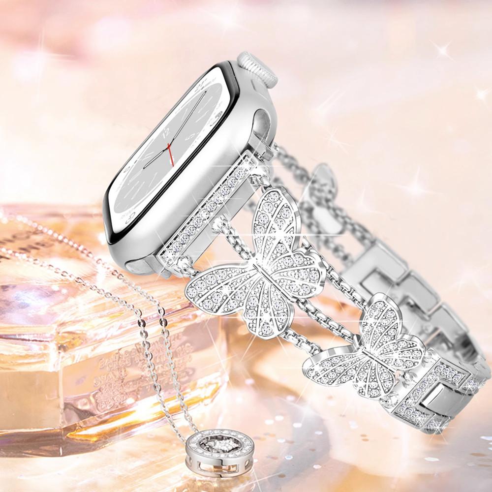 For Apple Watch Band 44mm 40 41 38mm Bling Butterly Metal Bracelet For iWatch Series 9 8 7 6 5 4 3 SE 42mm 45mm
