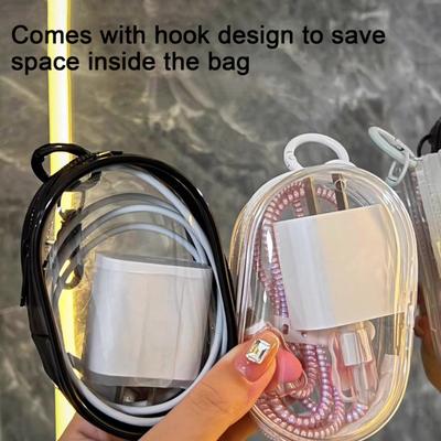 Data Cable Charger Storage Bag Transparent Design Waterproof Lightweight Easy Access Headphone Storage
