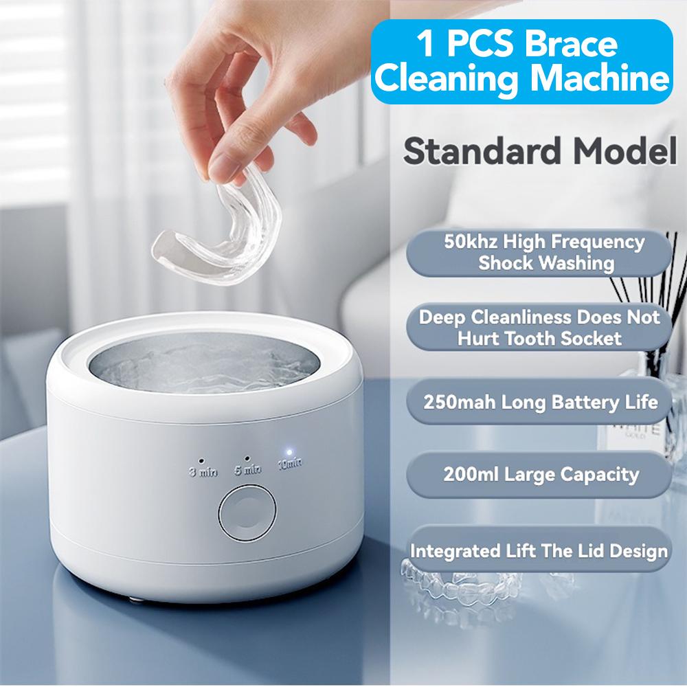 

Портативная ультразвуковая машина для чистки ретейнеров для зубных протезов, ретейнеров, капп для рта, элайнеров, отбеливающих капп, личные средства для ухода за полостью рта