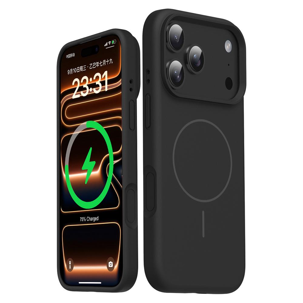 For iPhone 17 Pro Magnetic Case Skin-Friendly Liquid Silicone + PC Phone Cover Compatible with MagSafe