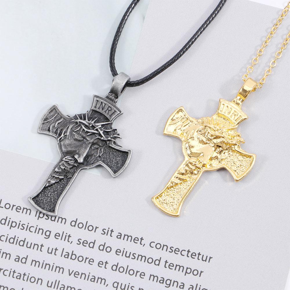 Religion Savior Jesus Accessories Jewelry Gold Silver Color Chain Choker Pendants Cross Necklace