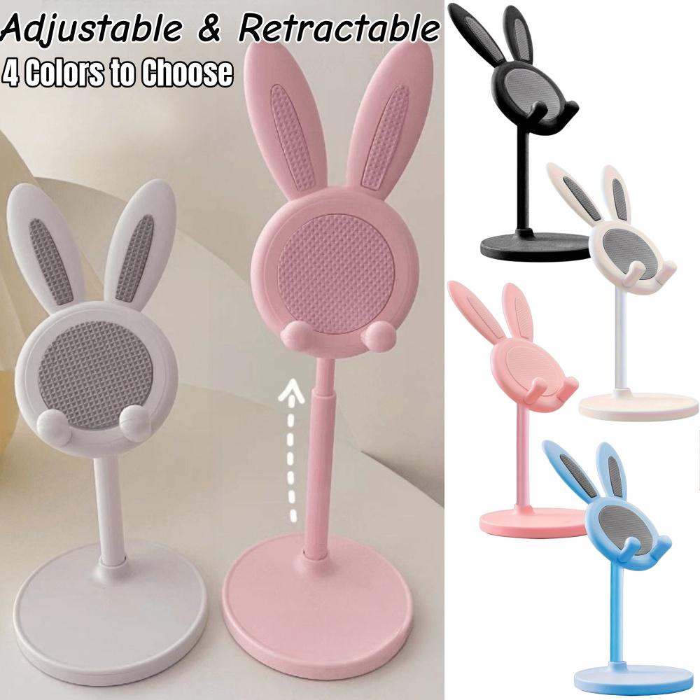 1/2pcs Adjustable Bunny Ear Phone Stand Cute Rabbit Universal Tablet Holder Desktop Retractable Organizer for Home Office Decor