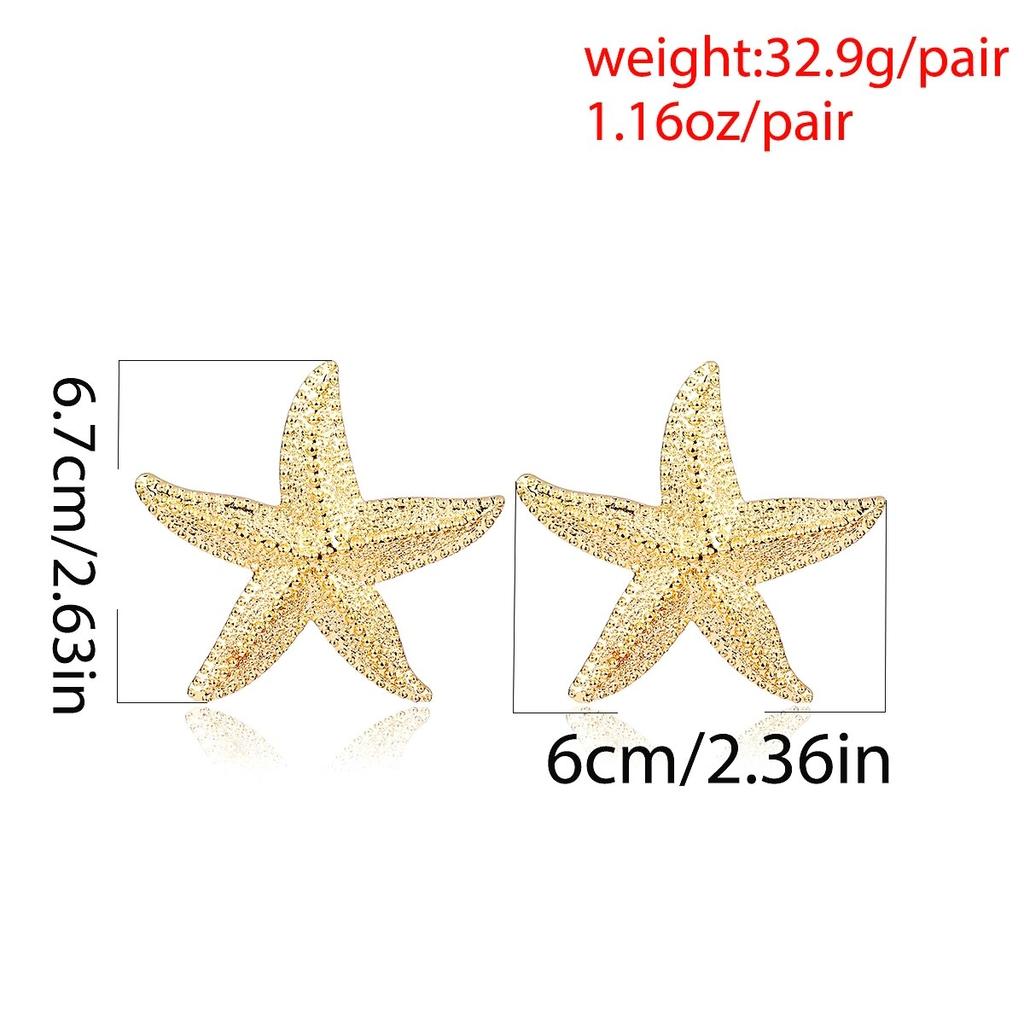 Exaggerated Boho Large Metal Starfish Stud Earrings for Women Ladies Trendy Summer Gold Color Earrings 2026 Fashion Jewelry New