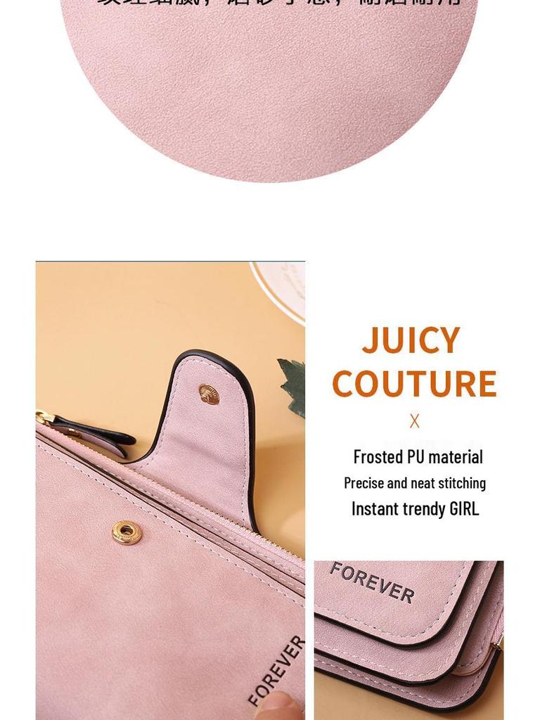 High-End Ladies Tri-Fold Wallet: Frosted PU, Multi-Card Slots, Coin Purse