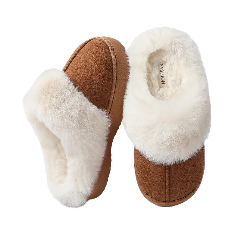 Mao Mao Slippers Women's Outer Wear Home New Winter Bag Head Plush Snow Shoes Men's Non-slip Thick Sole Warm One Pedal