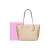 Coach Zip Top Tote 30 Vacation Style Tote Bag Shopping Bag Handbag PVC With Leather Large Women Tote Light-Khaki Cherry-Blossom-Pink 4455-IMSDJ