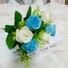 Artificial Roses Flowers 6 Heads Faux Silk Flower Bouquet with Leaves for Bridal Bouquet DIY Arrangement Wedding Party Home Living Room Table Decor