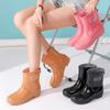 Goodlooking rain shoes women's fashion out short rain boots thicksoled nonslip waterproof shoes