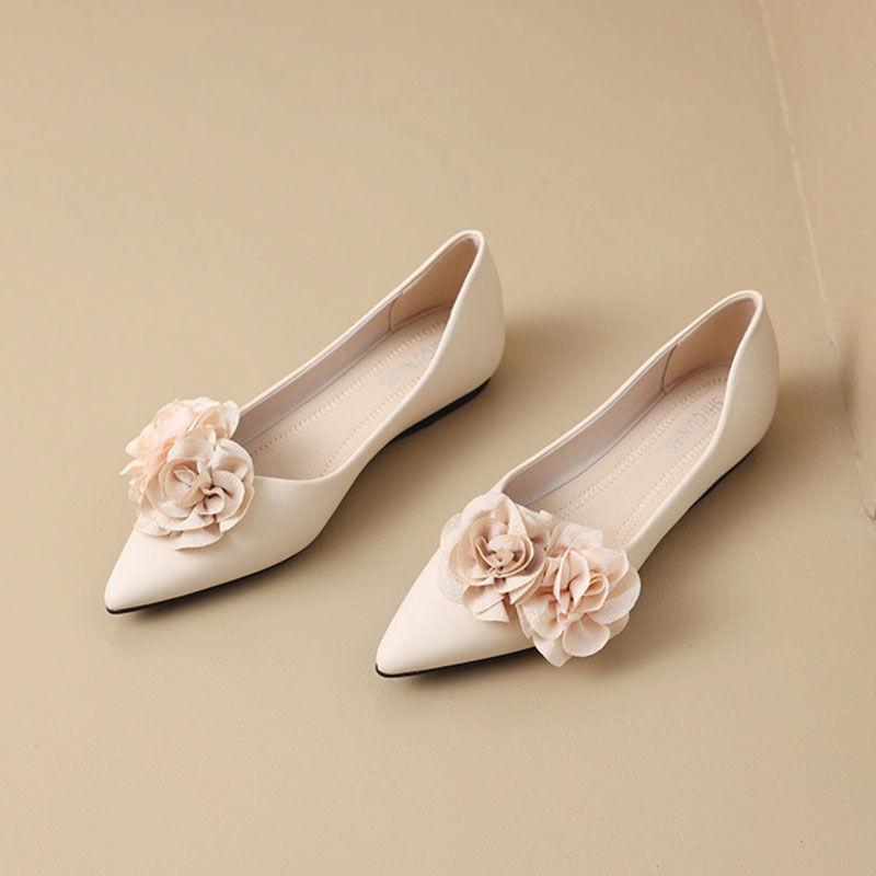 Fashion Summer Pointed Toe Flowers Ladies Footwear Slip-on Women's Flat Shoes Korean Style High Quality Fashion Elegant Dress Shoe Sale