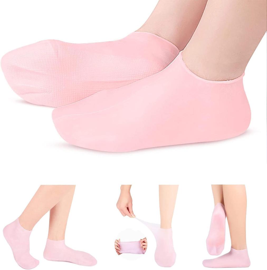RENESMEE Silicone Socks for Men and Women, Moisturizing Foot Socks, Soft Gel Socks, Aloe Socks, Women Spa Pedicure Socks for Repairing Dry Feet, Cra