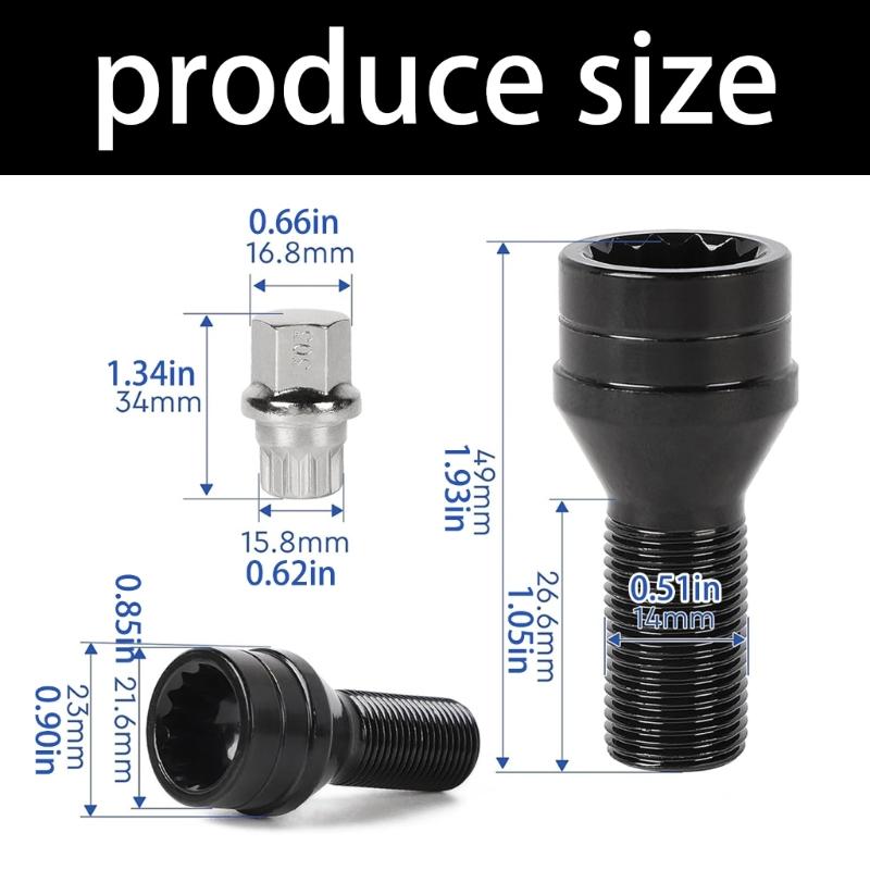 36136776076 High Strength M14x1.25 Wheel Bolt For R56 F55 R57 R58 R59 R60 E70 E71 F60 With Enhancing Safety Lock Design