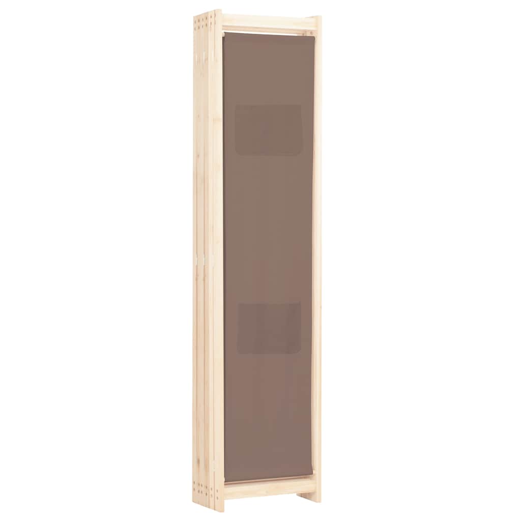 6 Panel Room Divider Brown 240 X 170 X 4 Cm Fabric