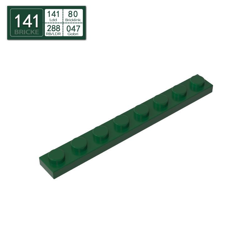 BRICKE Brick Guest 1x8 Plate, Compatible with Lego 3460, Loose Parts Building Blocks, Small Particles.