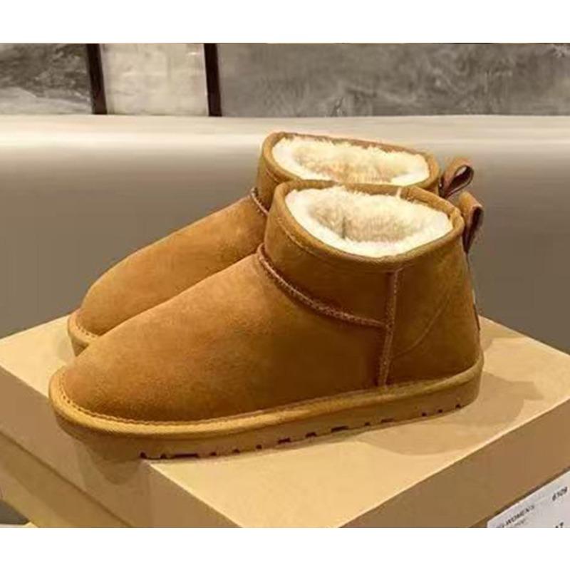 Dames snowboots van echt leer en wol, winter regen winter regen fleece gevoerd verdikt warm grote katoenen schoenen