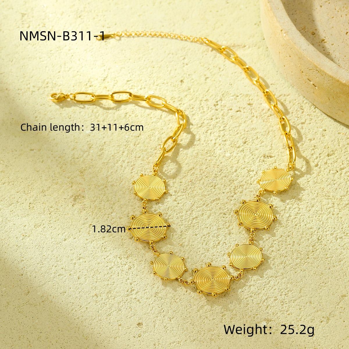 GEMCHIC Women s 18K Gold Plated Stainless Steel Circular Thread Fashion Necklace for Everyday Wear