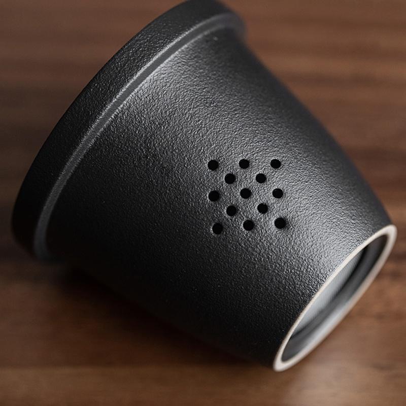 420ml Ceramic Mug with Wooden Handle Tea Water Separation with Lid Office Filter Mug