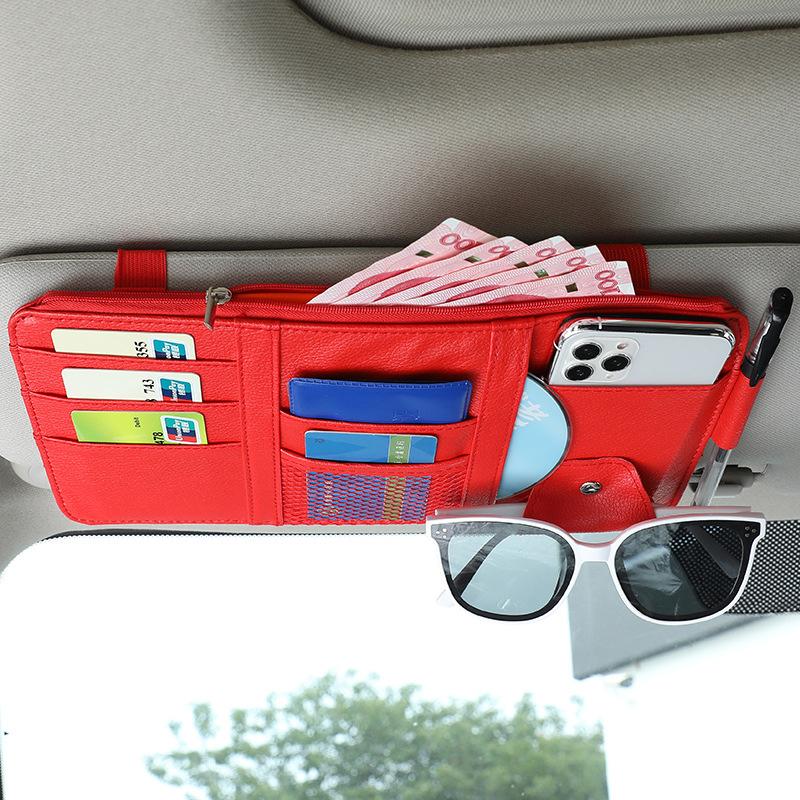 Multifunctional Sun Visor Storage Bag Card Holder Driver's License Bill Card Package Data Cable Storage Sun Visor Organize