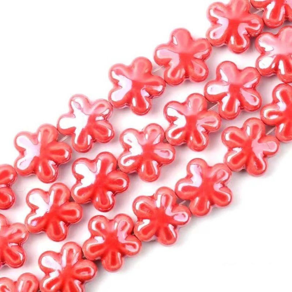 10pcs Ceramic Five-petaled Flower Bead Handmade Craft Jewelry Making Material Gift