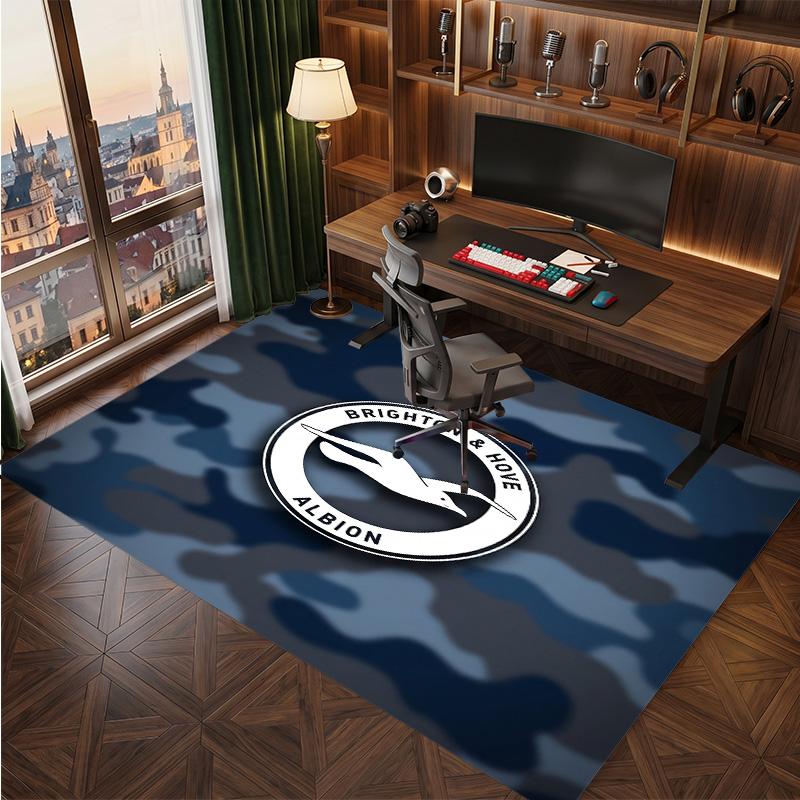 Brighton & Hove Albion Football Print Crystal Velvet Rug, Comfortable Water Absorbent Non Slip Indoor Floor Carpet