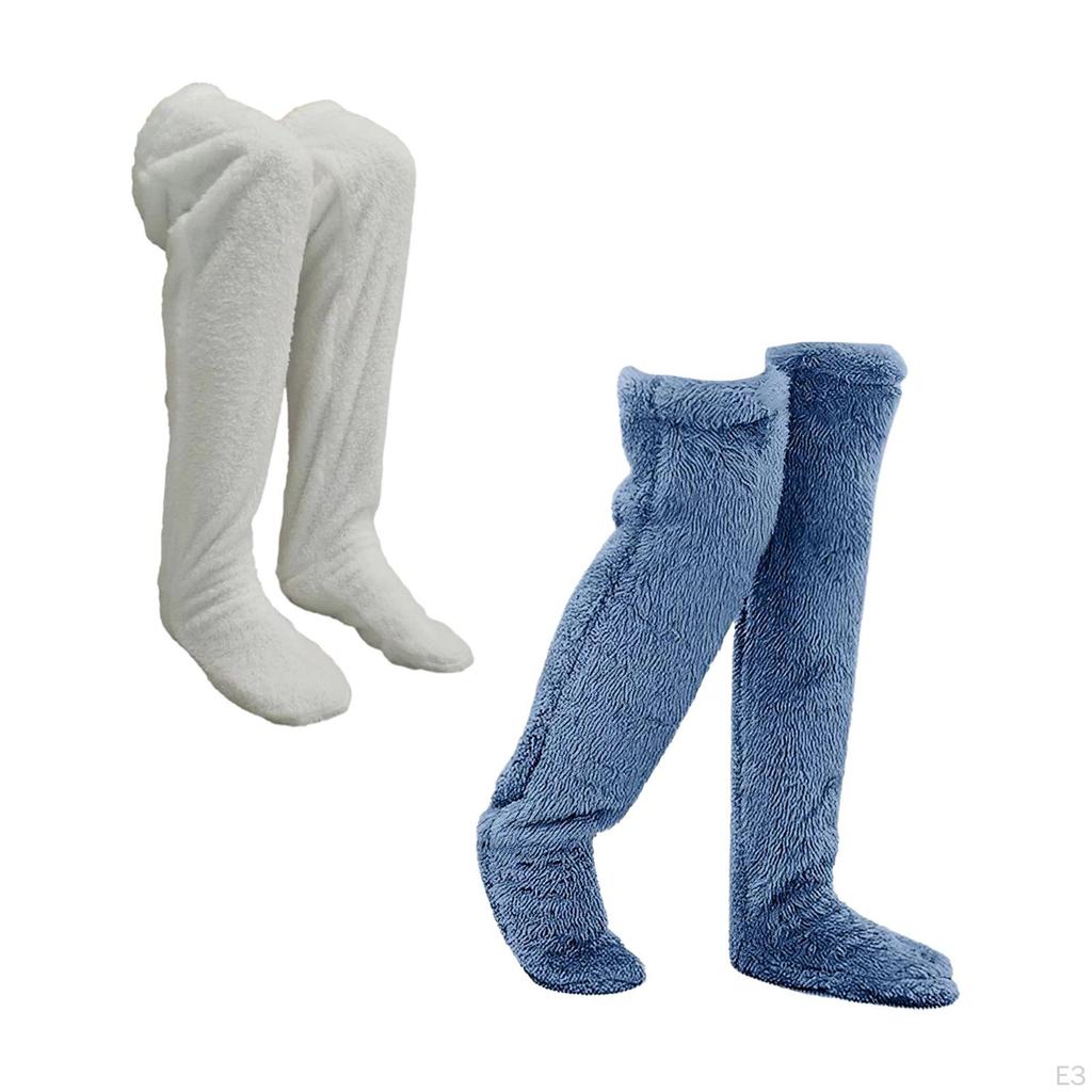 Slipper Stockings Furry Long Leg Warmers for Women Men Over Knee High Fuzzy Socks Winter Home
