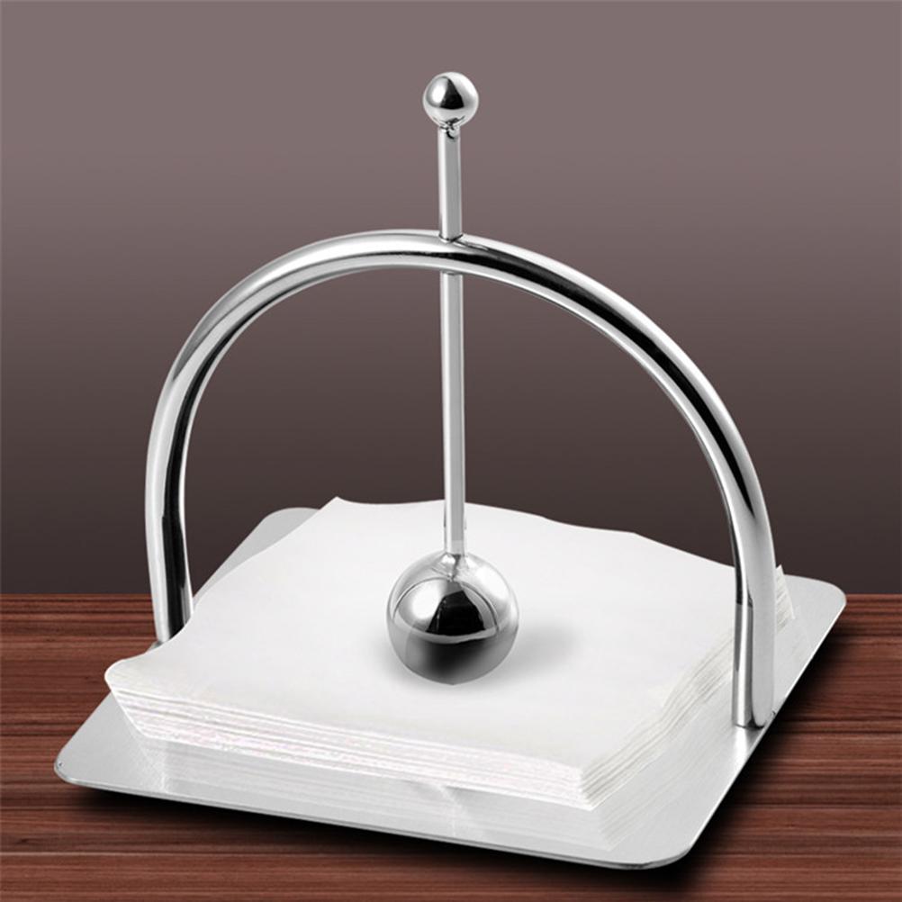 Porte-serviettes plat en acier inoxydable pour cuisine, bureau, support décoratif à mouchoirs pour comptoir avec bras lesté, parfait pour les fêtes