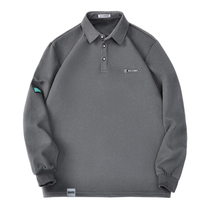 MARK FAIRWHALE Men s American Style Polo Collar Long Sleeve Sweatshirt 2XL
