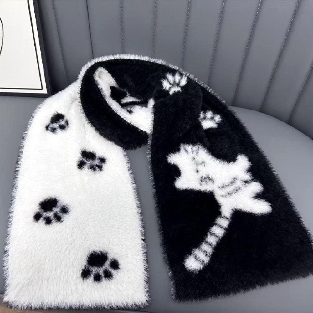Cat Winter Scarf Warm Pashmina Cute Mink Wool Scarf  Women